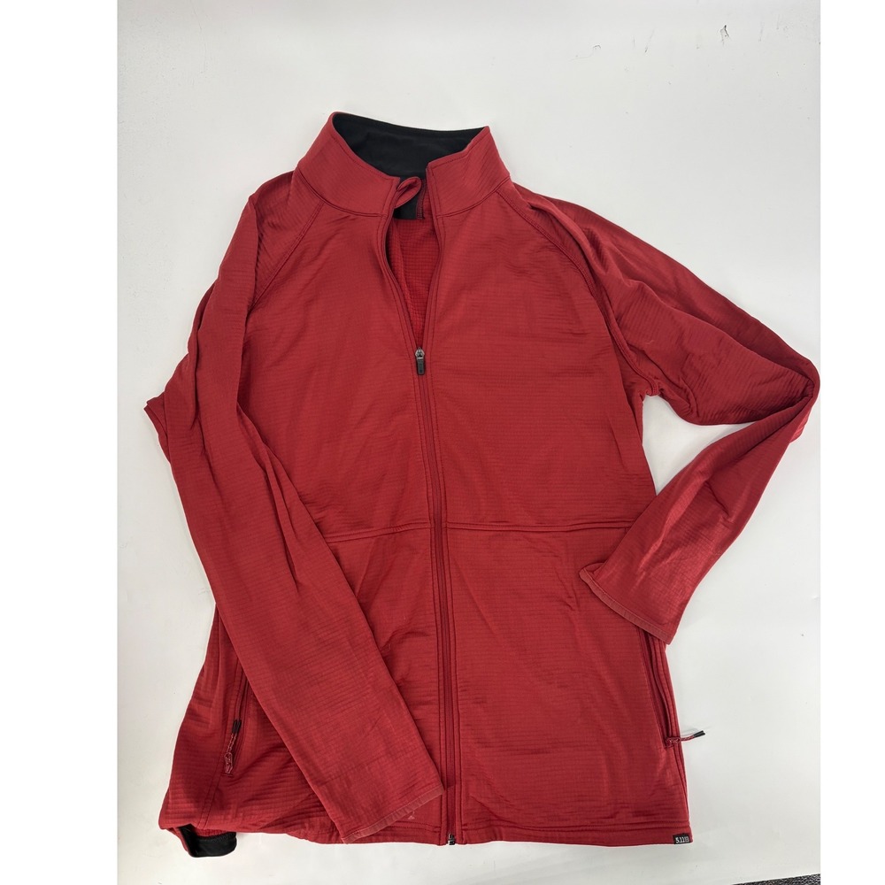 5.11 Tactical Mens 2XL Red Grid Fleece Full Zip Jacket Waffle Thermal Midlayer